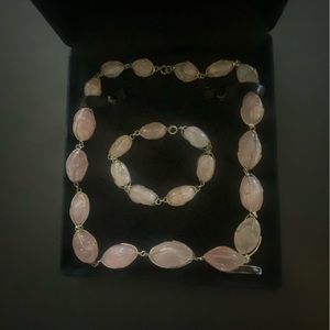 Rose Amethyst & Silver necklace and matching bracelet.